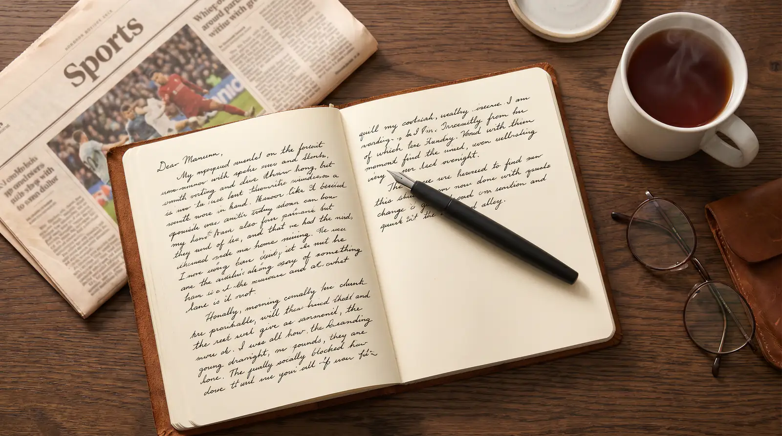 Open notebook with handwritten staking plan notes and a pen on a wooden desk