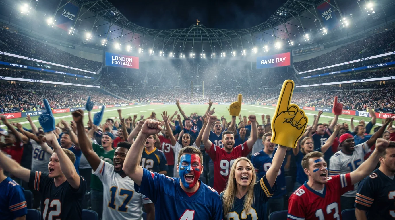 Packed London stadium during the 2025 NFL International Series with both endzones full