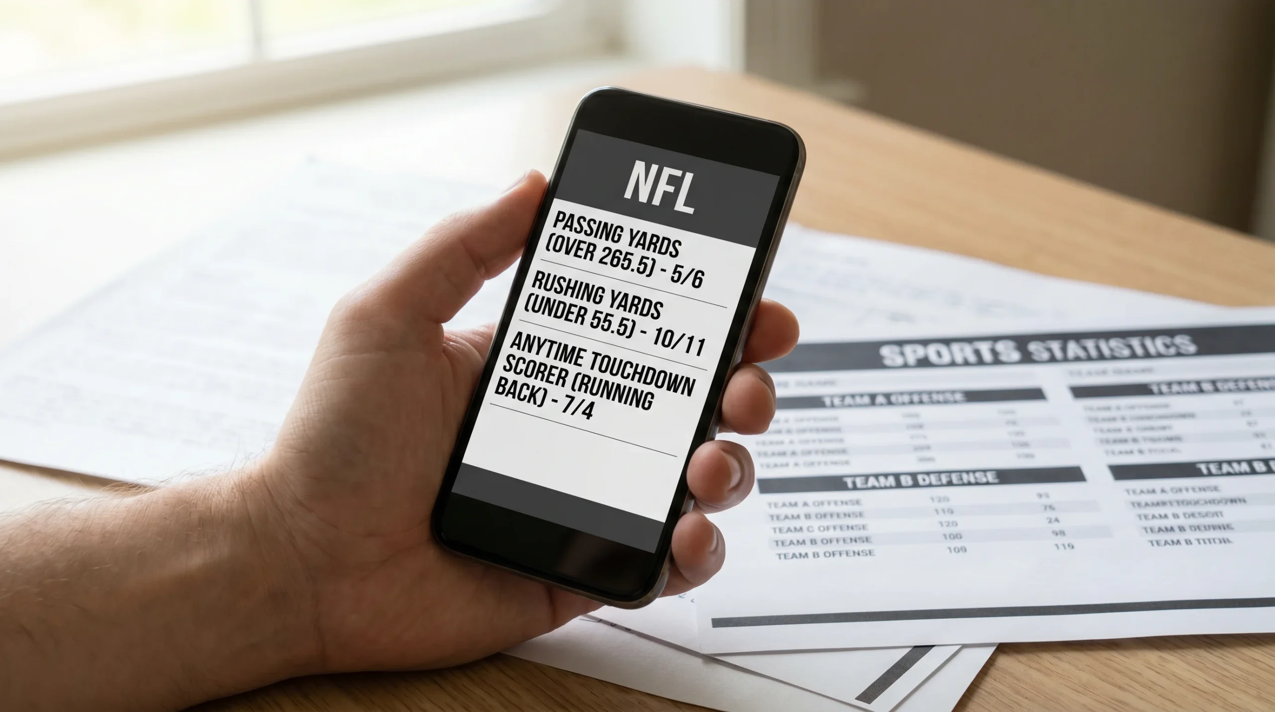 NFL player prop bet slip showing passing yards, rushing yards and same-game multi selections