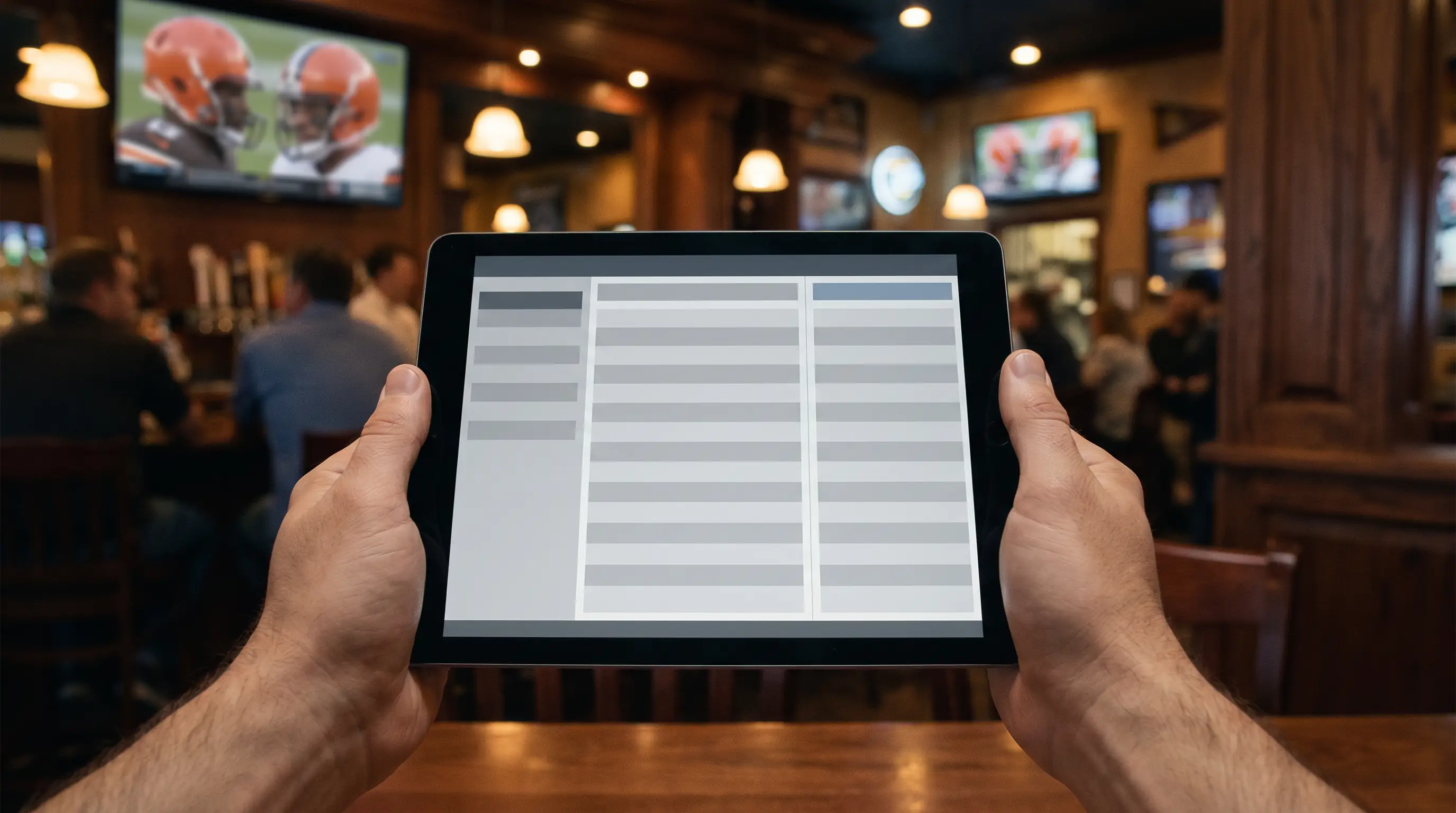 Bettor comparing NFL spread prices across multiple bookmaker tabs on a tablet