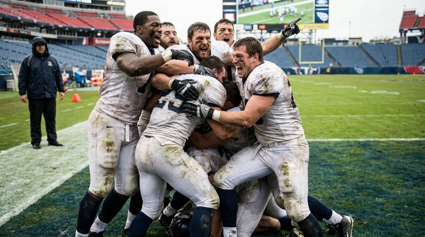 NFL underdog players celebrating a touchdown that swings a moneyline bet
