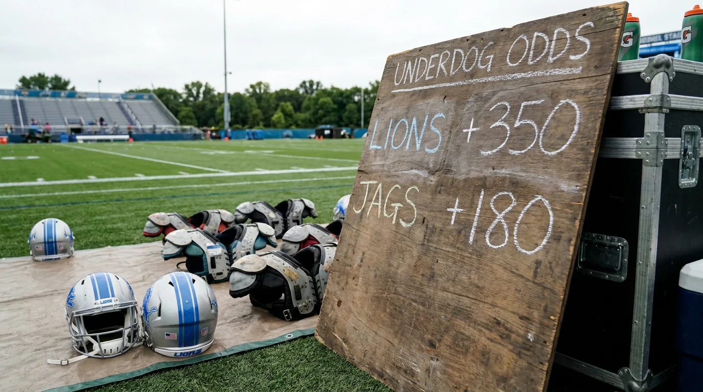 NFL underdog odds shown as a positive American number on a bookmaker board
