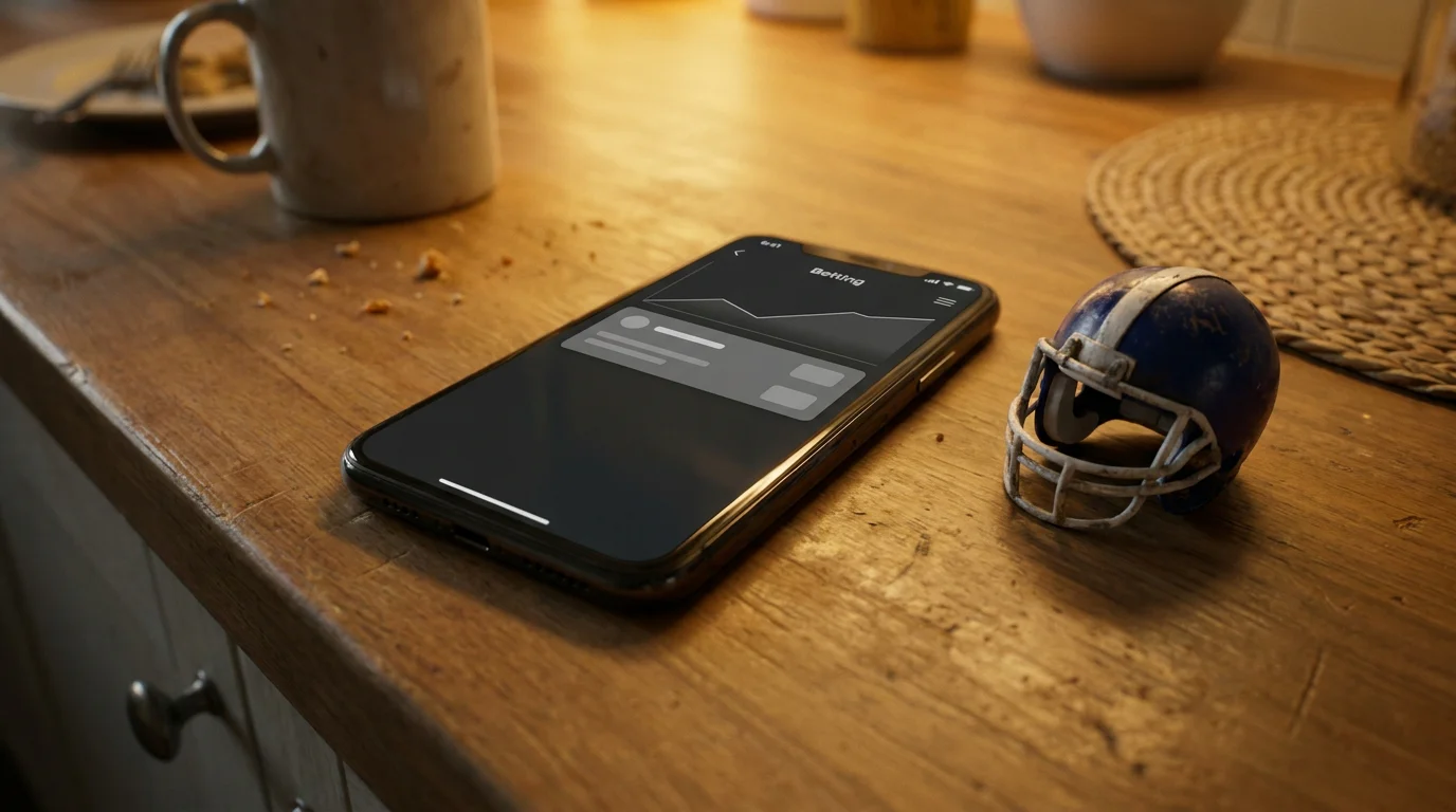 Smartphone showing a generic receiving yards over/under market for a featured NFL wide receiver