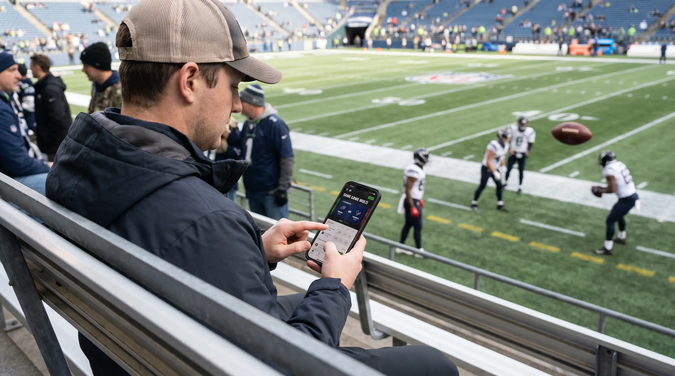 Punter tapping selections to construct a same-game multi on an NFL fixture