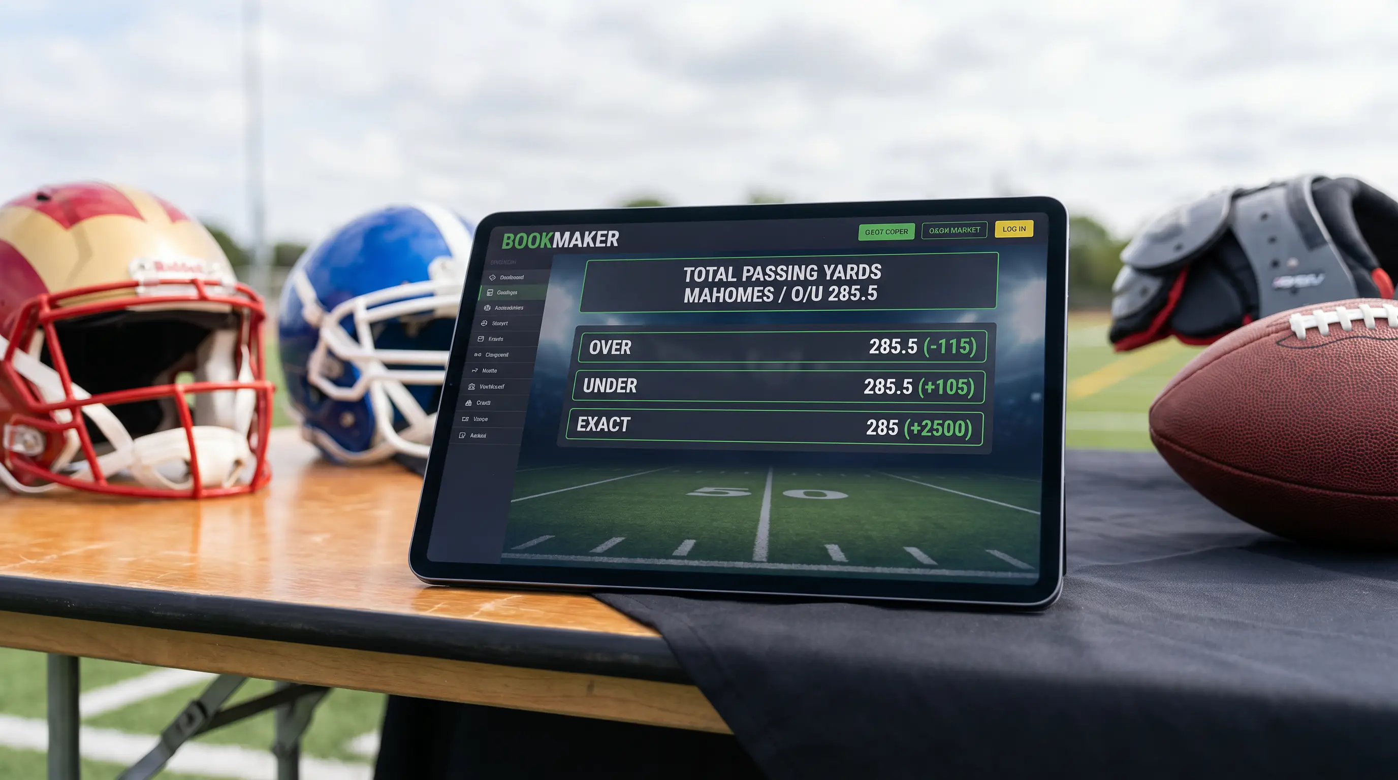 Three-way NFL prop market with three outcomes priced on a bookmaker screen